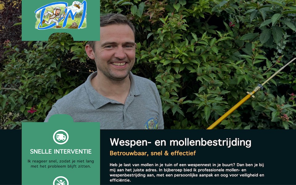 Een screenshot van de Dm verdelging website.